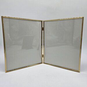 Vintage Brass Hinged Double Picture Frame 8x10 Inches